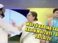 Canlı yayında inanılmaz kavga ! Müftü, kadına saldırdı